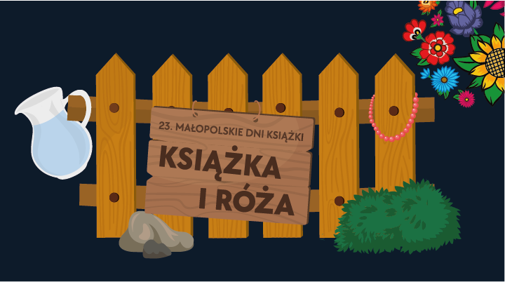 oficjalny plakat akcji Książka i Róża 2024, na czrnym tle płotek z tabliczką